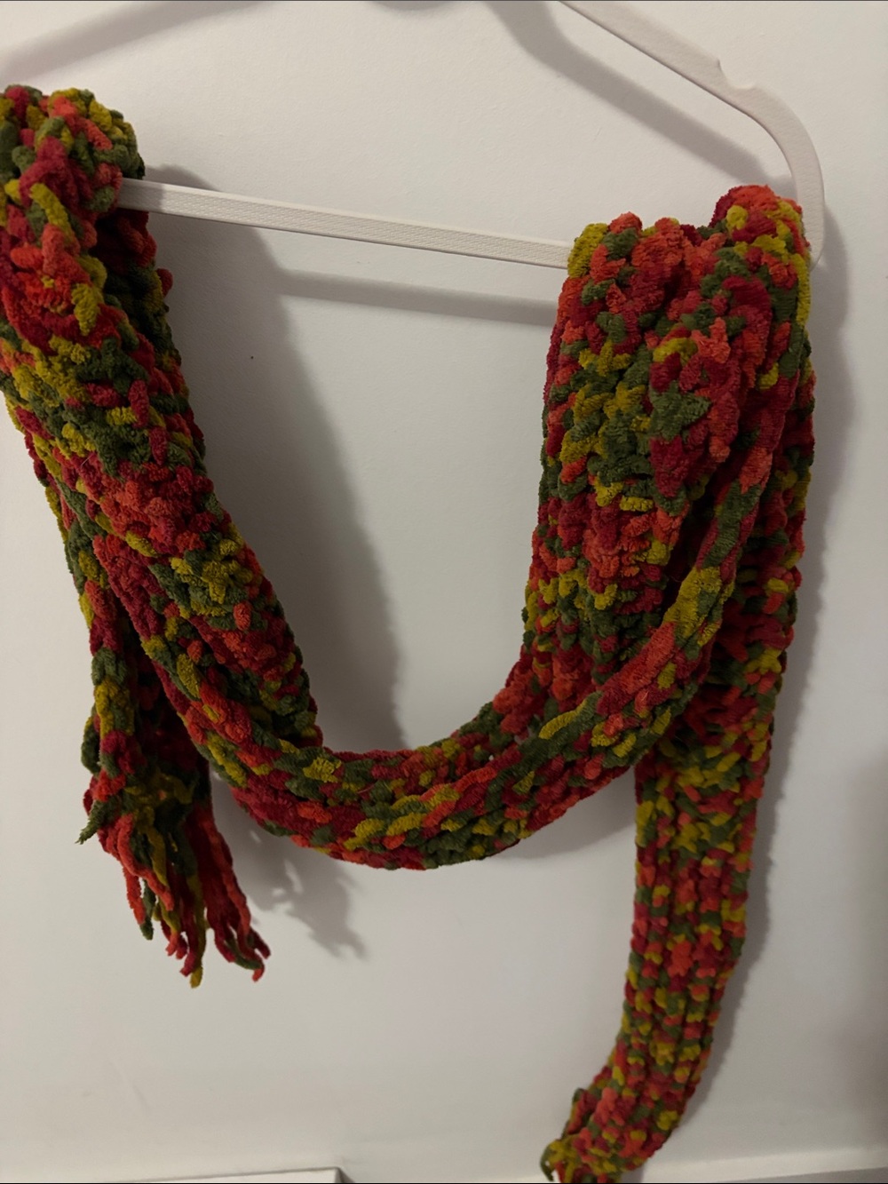 Chunky Multicolor Knit Scarf - Red & Green
